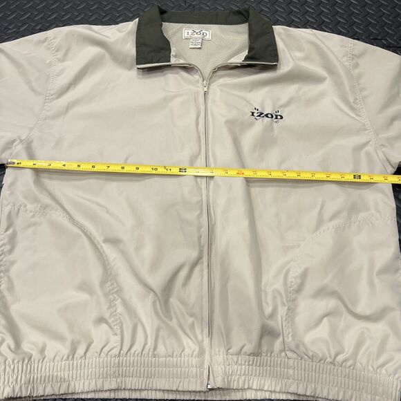Vintage Izod Windbreaker Large Nylon Zip Up Jacket Golf Biege/pine 80s callaway - Picture 6 of 8